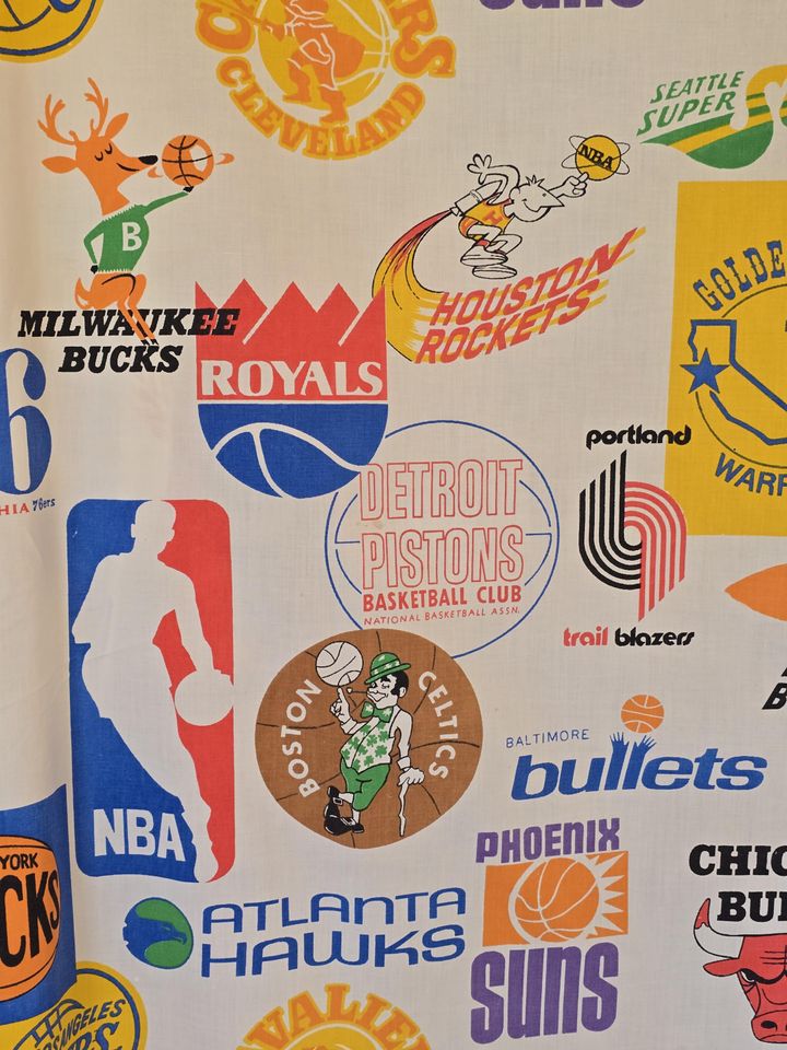 Vintage bibb nba basketball bedsheet 1970s