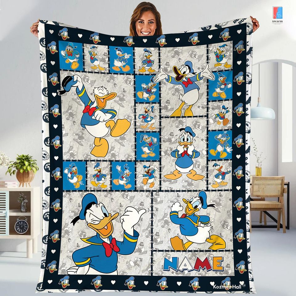 Personalized Donald Duck Blanket, Donald Daisy Duck Blanket, Daisy Duck Fleece Blanket, Disneyland Blanket, Fleece Blanket For Bed Couch Sofa