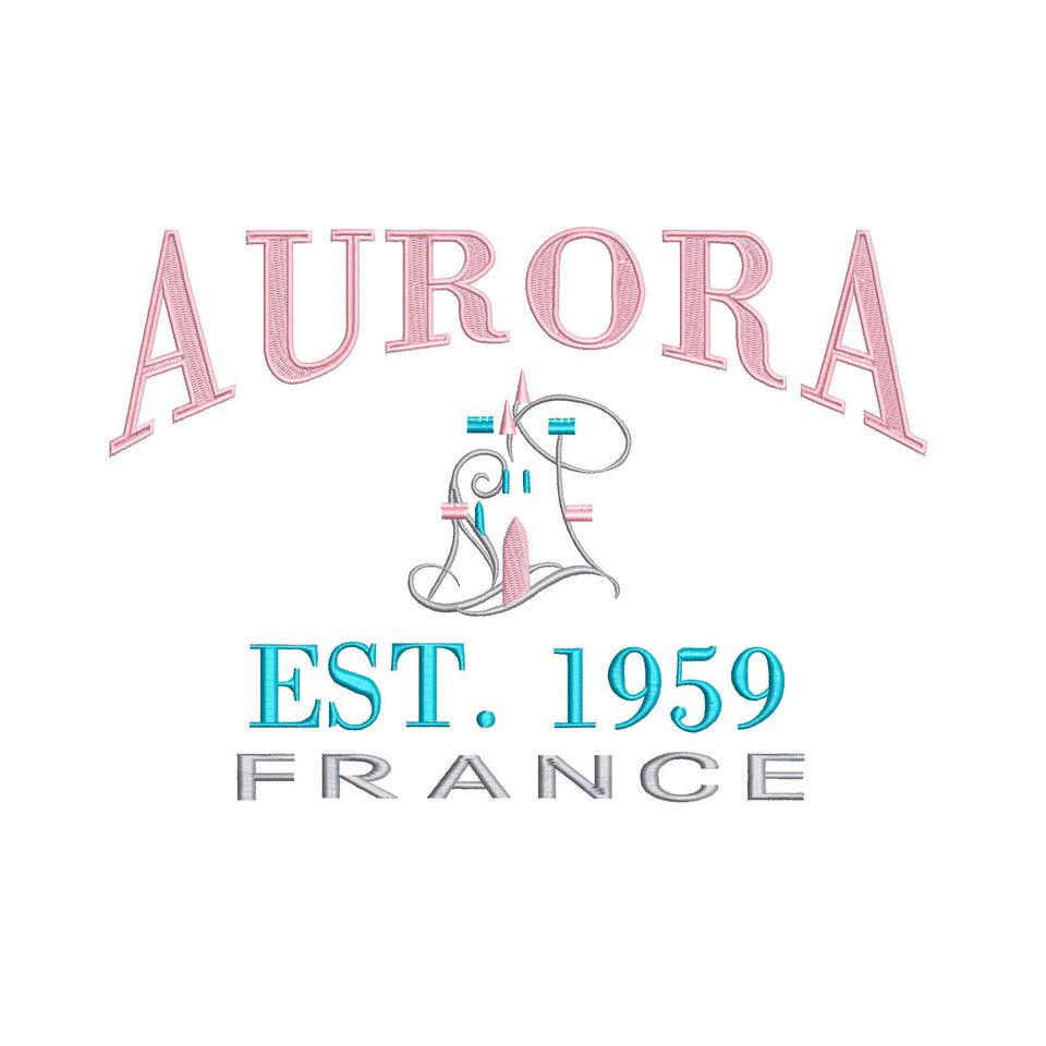 Sleeping Beauty Princess Aurora Embroidery. Established 1959.