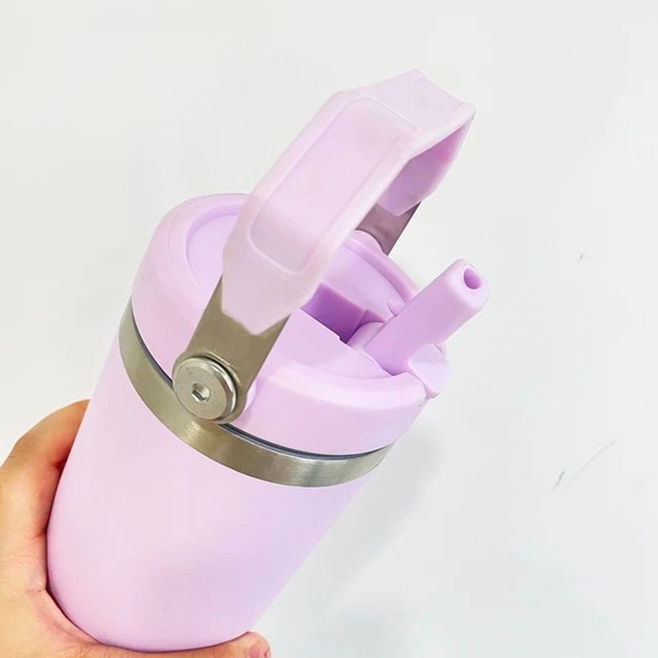 Cute Purple Kuromi 30oz Flip Straw Water Bottle with Handle