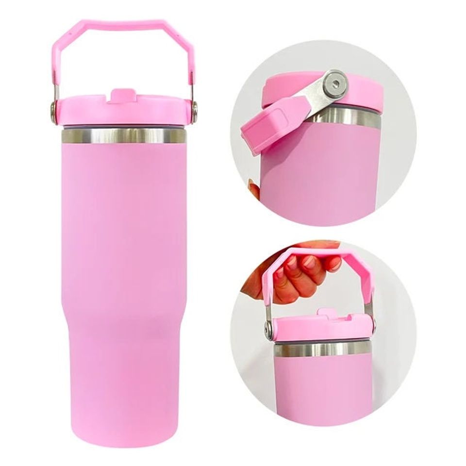 Cute Purple Kuromi 30oz Flip Straw Water Bottle with Handle