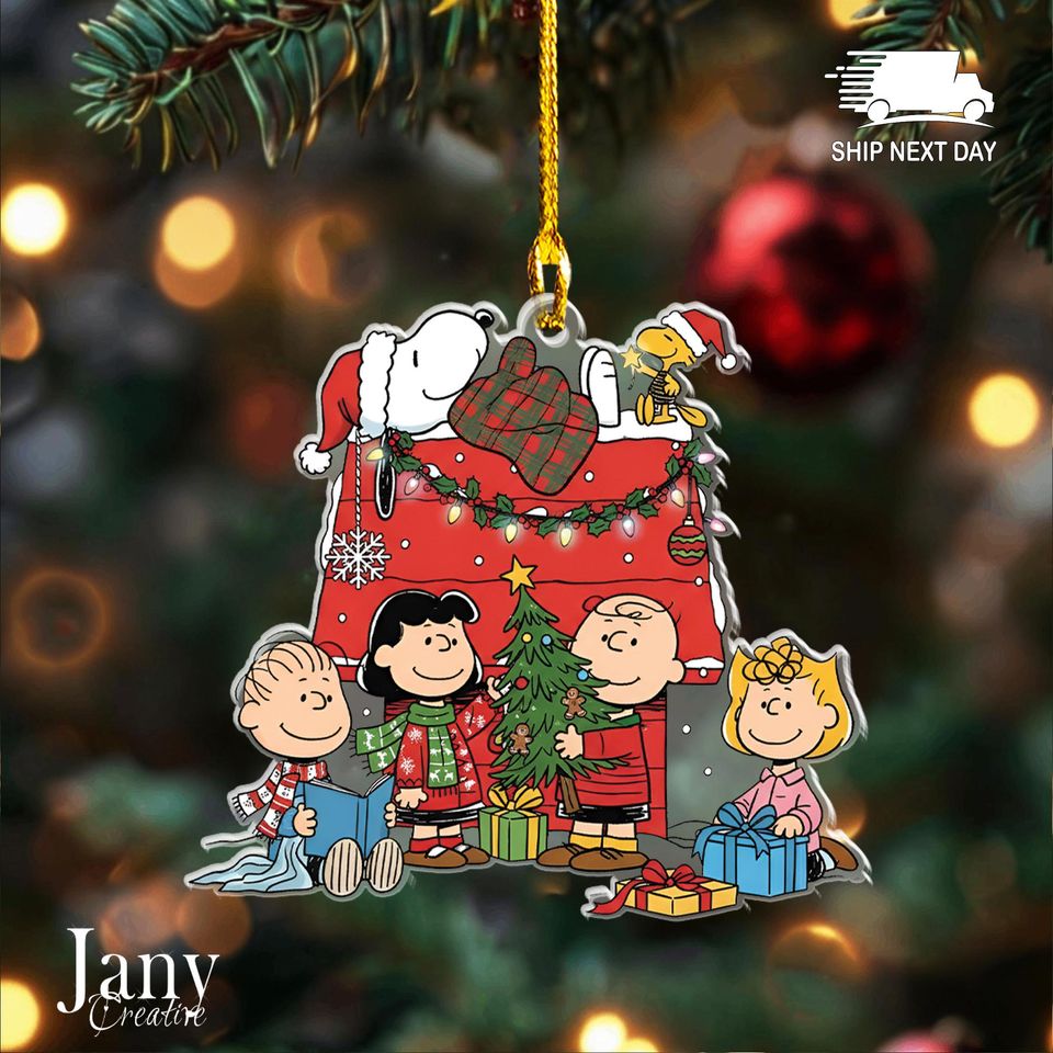 Christmas Cartoon Dog and Friend Ornament: Acrylic Holiday Keepsake