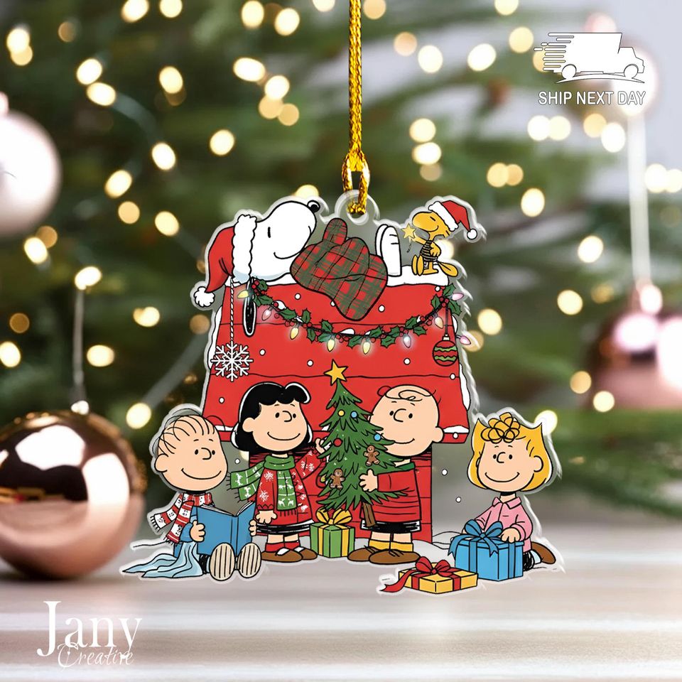 Christmas Cartoon Dog and Friend Ornament: Acrylic Holiday Keepsake