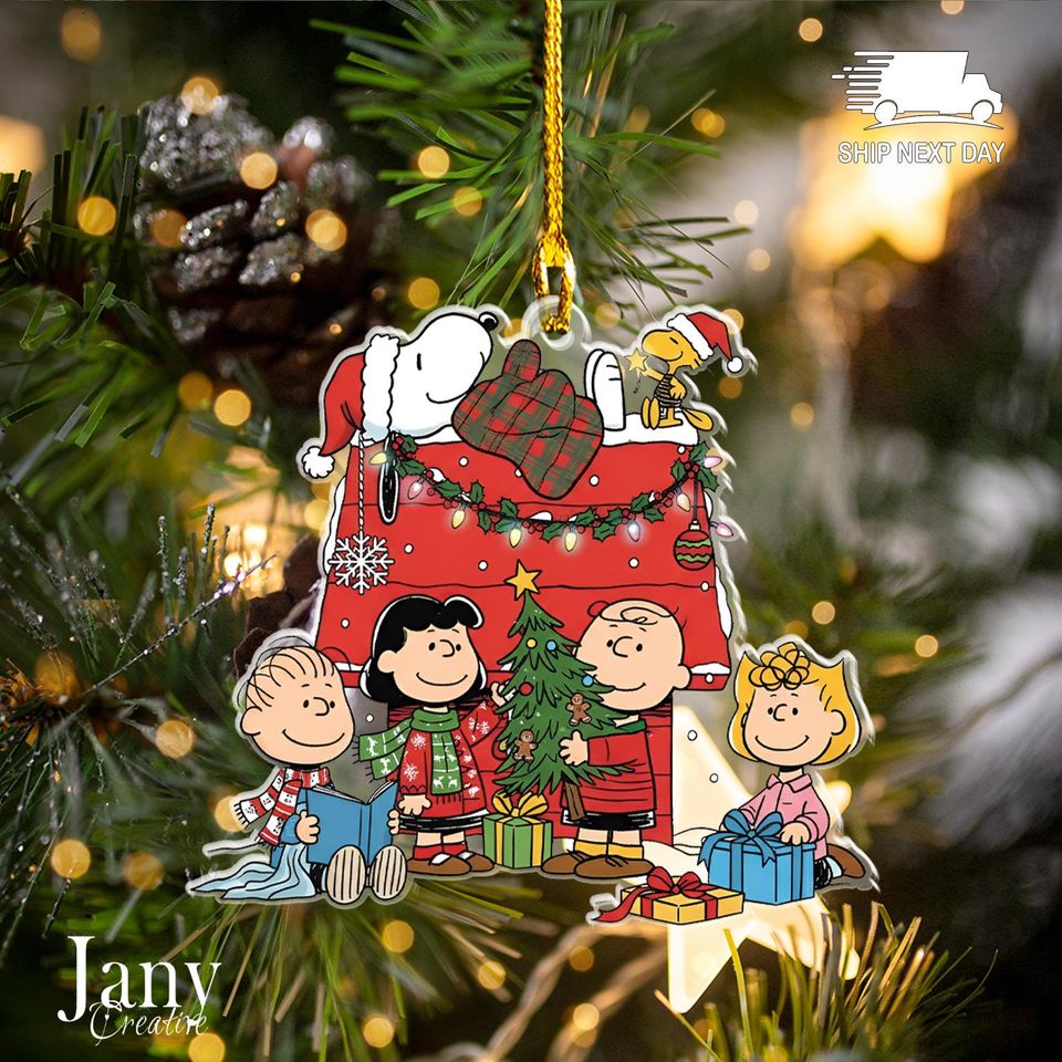 Christmas Cartoon Dog and Friend Ornament: Acrylic Holiday Keepsake