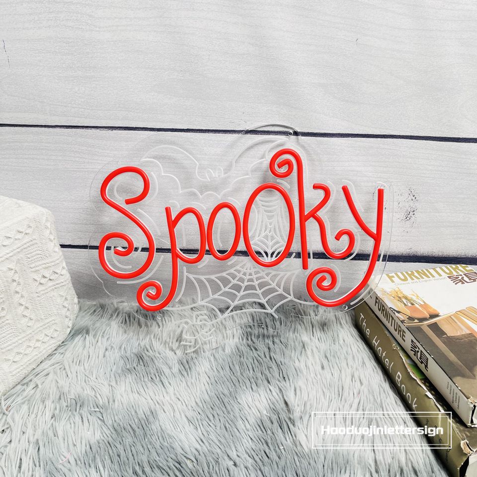 Spooky Bat & Spiderweb Neon Sign - Custom Halloween LED Neon Light for Home & Party Decor