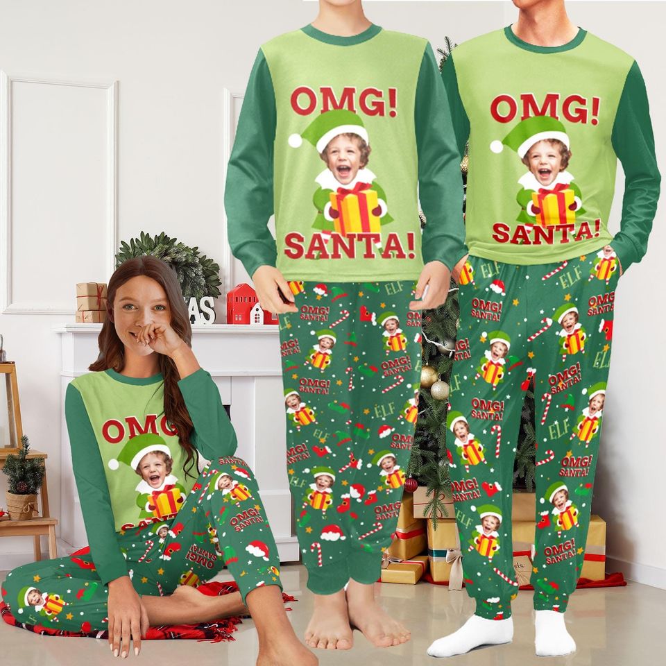 Custom Face Christmas Pajama Set: Personalized Elf Pajamas
