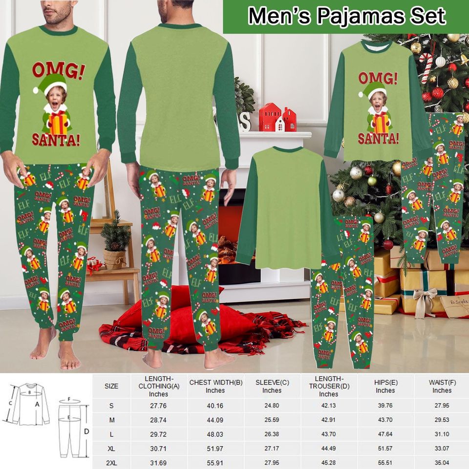 Custom Face Christmas Pajama Set: Personalized Elf Pajamas