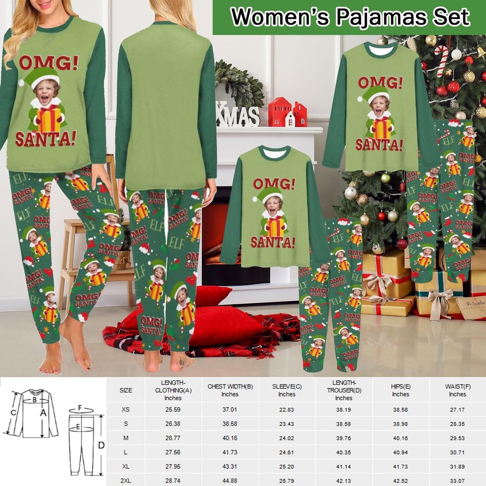 Custom Face Christmas Pajama Set: Personalized Elf Pajamas