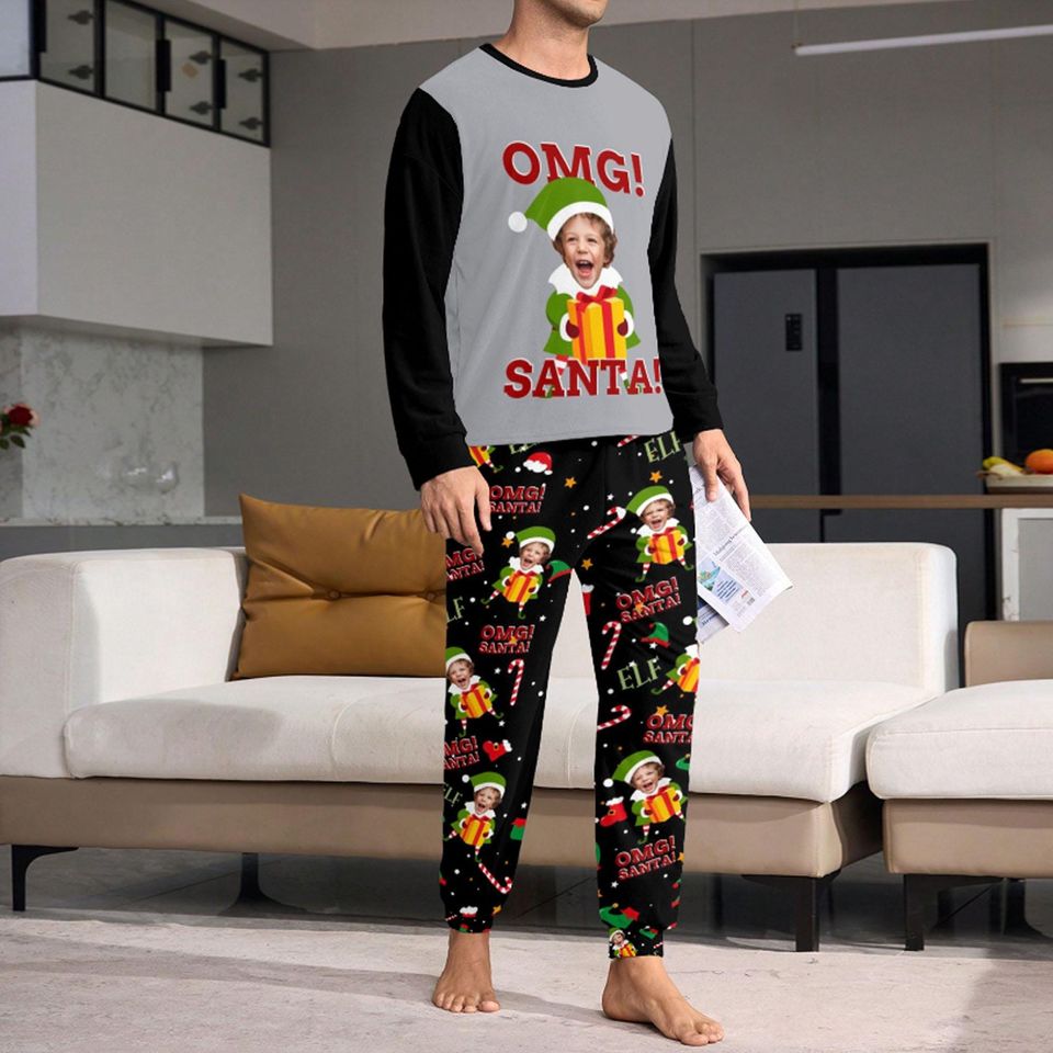 Custom Face Christmas Pajama Set: Personalized Elf Pajamas