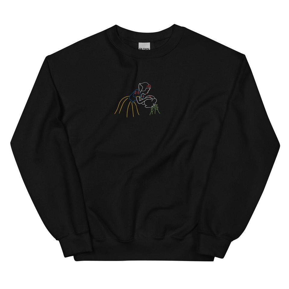 Sweethearts - Snow White & Dopey - Embroidered Crew Neck Sweater (Unisex)
