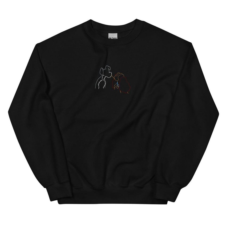 Sweethearts - Lady & the Tramp - Embroidered Crew Neck Sweater (Unisex)