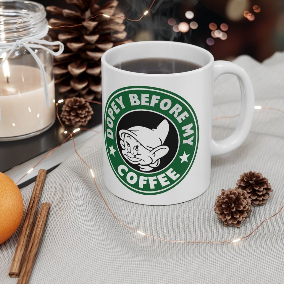Disney Dopey Before Coffee  starbucks Funny Mug Disney fan gift