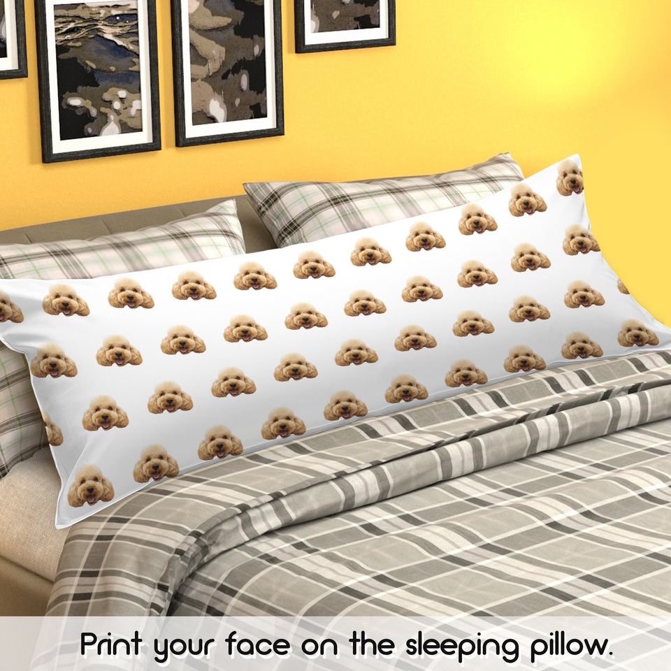 Custom Body Pillow with Pet Faces, Customized Dog/cat face Long Body Pillowcase
