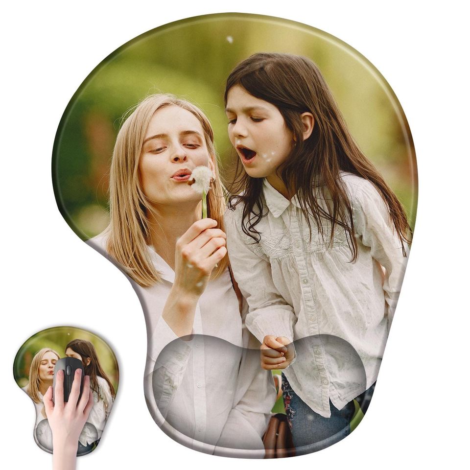 Custom Photo Logo Mouse Pad with Wrist Support Personalized Ergonomic Office Accessory