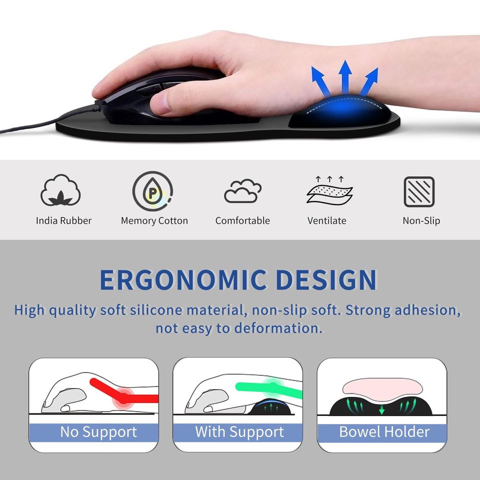 Custom Photo Logo Mouse Pad with Wrist Support Personalized Ergonomic Office Accessory