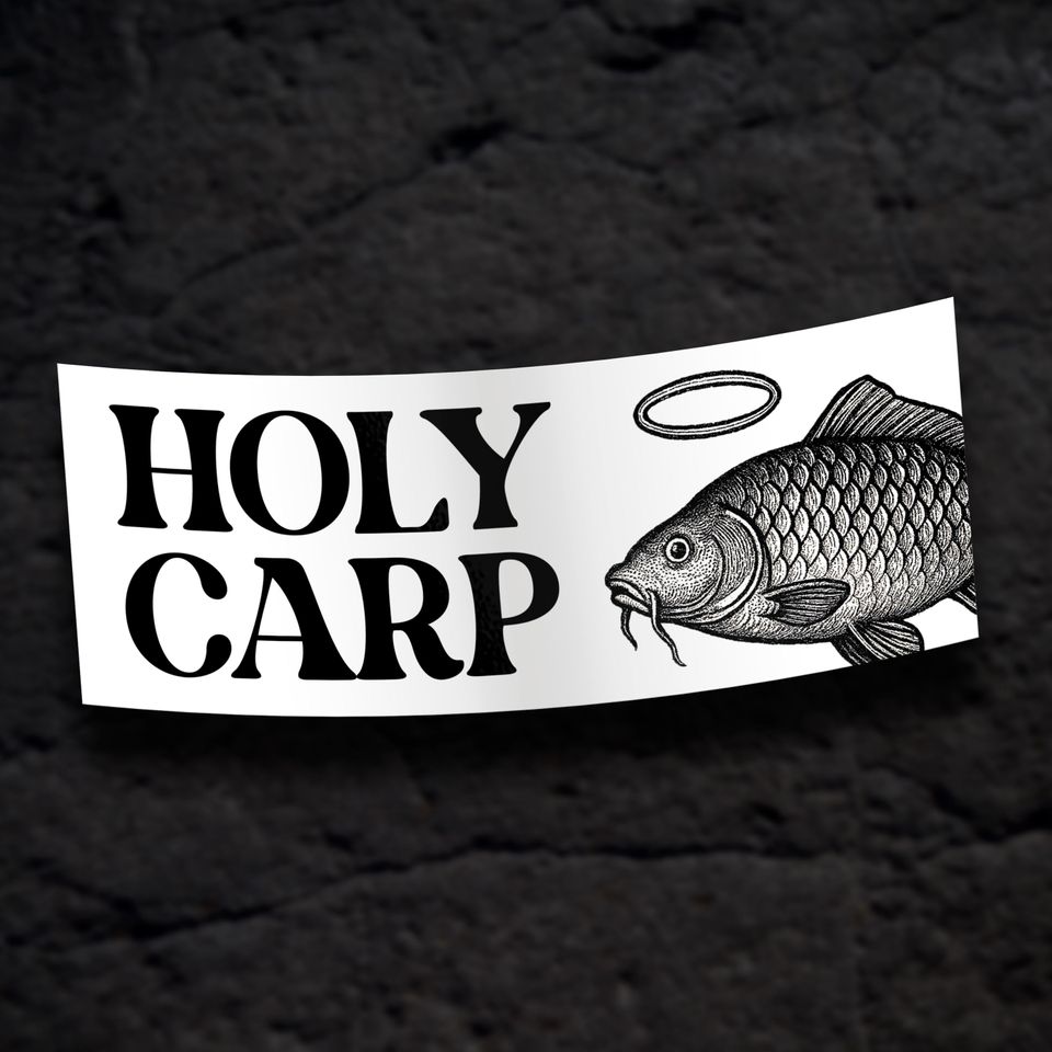 Holy Carp Meme Sticker: Water Resistant Bumper Sticker