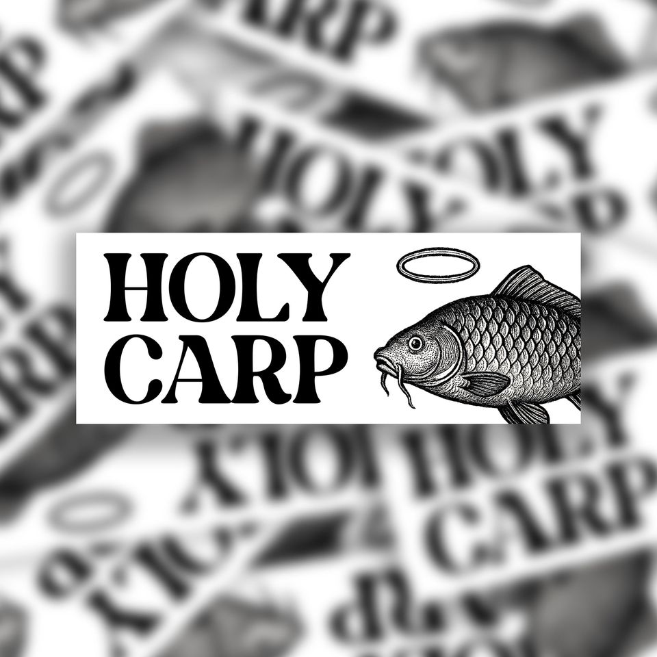 Holy Carp Meme Sticker: Water Resistant Bumper Sticker