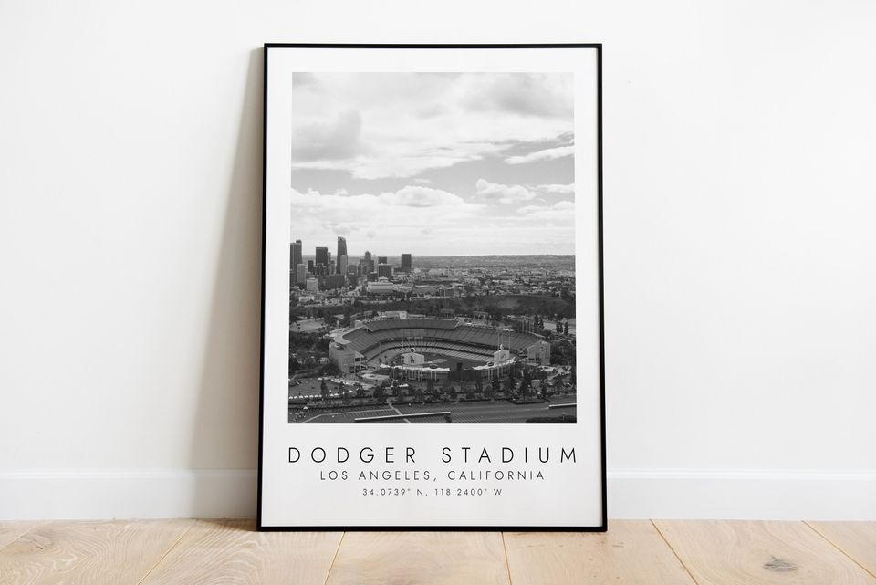 DODGER STADIUM LA Dodgers | Print for Baseball Lovers | black and white art | Coordinates Print