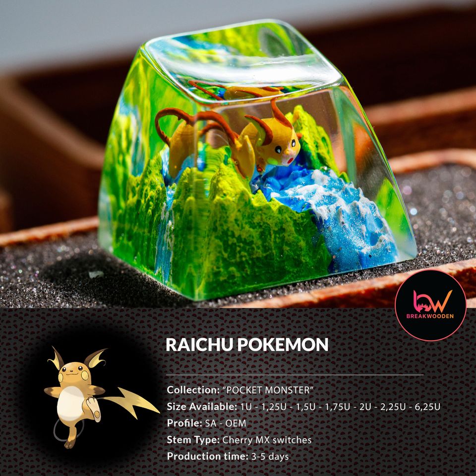 Raichu PKM Artisan Keycap, Spacebar Keycap, Keycap Set, Cute Keycap