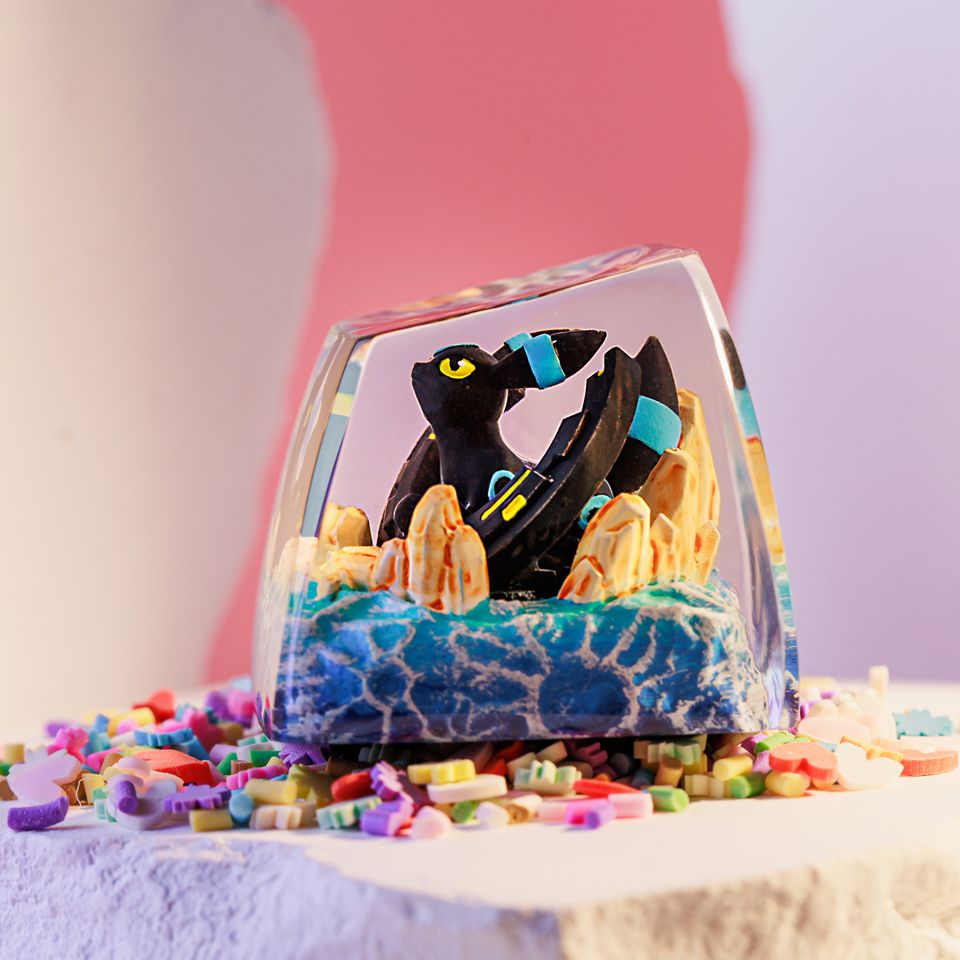 Shiny Umbreon PKM Artisan Keycap, Spacebar Keycap, Keycap Set, Cute Keycap