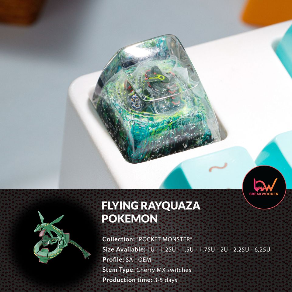 Rayquaza PKM Custom Artisan Keycap, Spacebar Keycap, Keycap Set, Cute Keycap