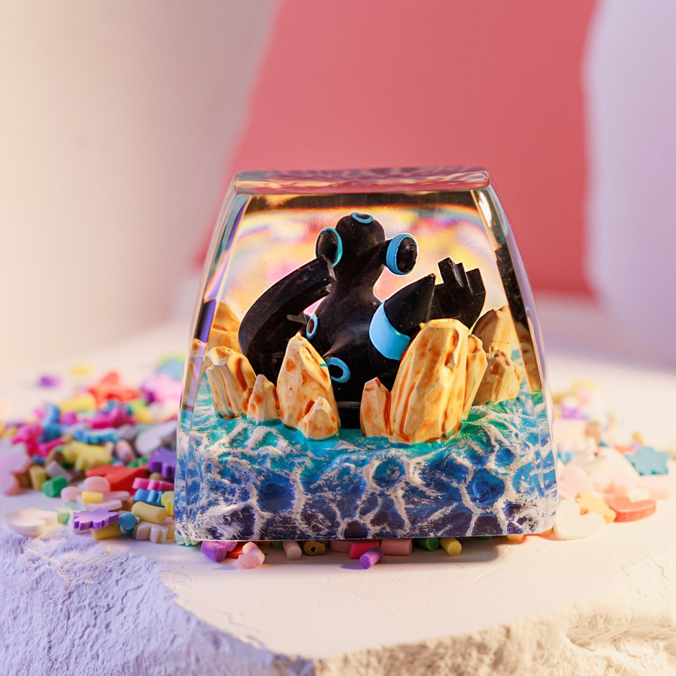 Shiny Umbreon PKM Artisan Keycap, Spacebar Keycap, Keycap Set, Cute Keycap