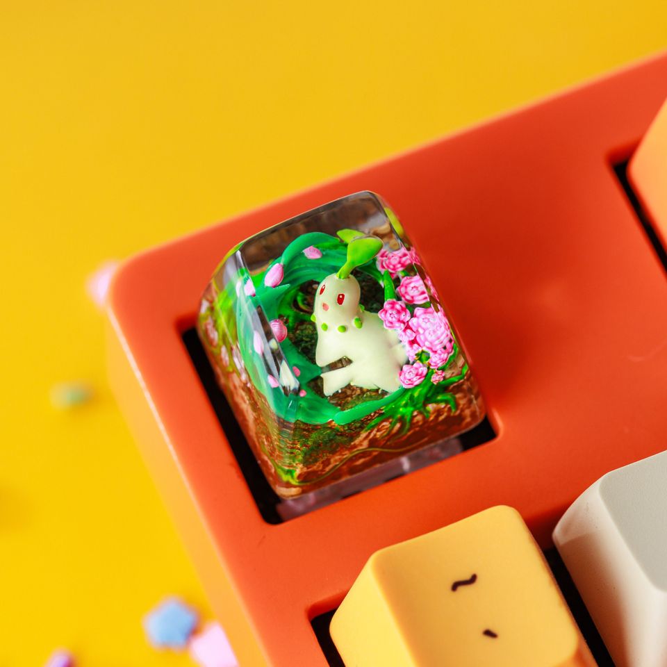 CHICORITA ANIME Artisan Keycap, Spacebar Keycap, Keycap Set, Cute Keycap