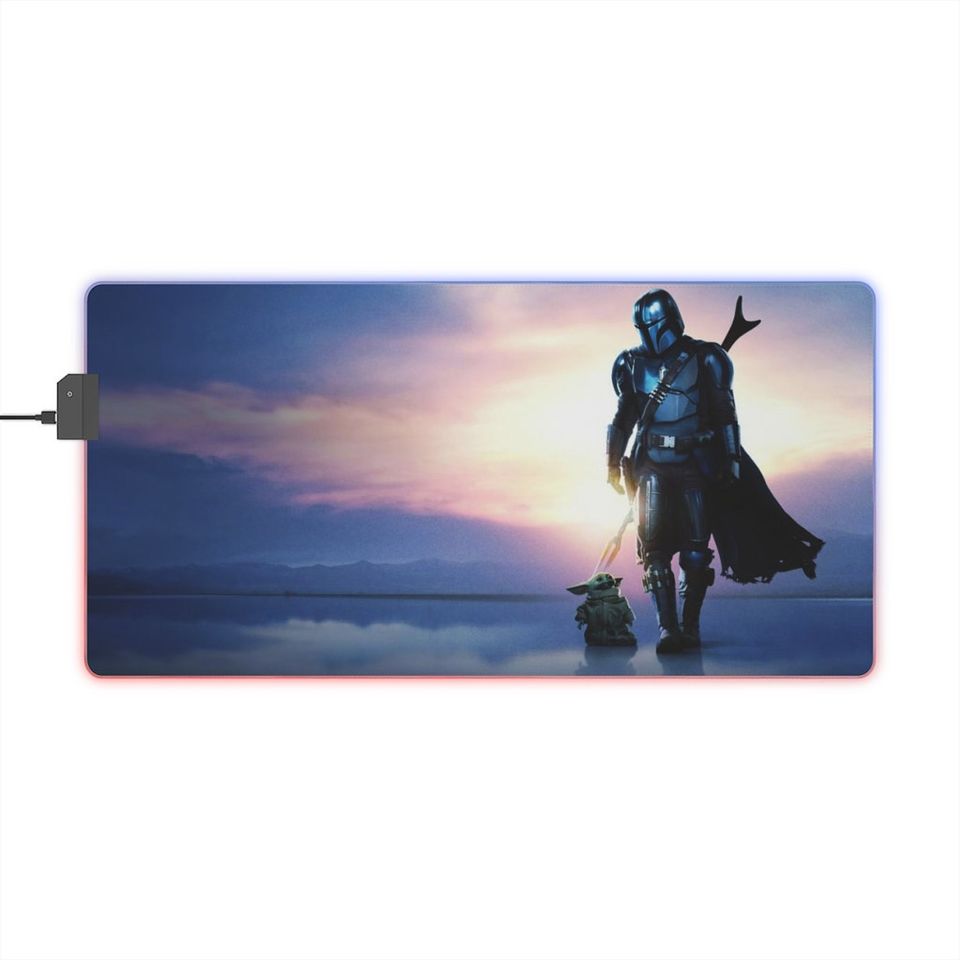 Mandalorian with Grogu LED Gaming Mouse Pad