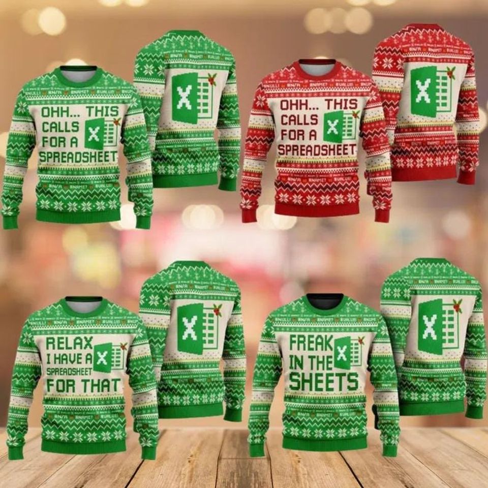 Ugly Excel Christmas Sweatshirt, Excel Christmas Sweater, Excel Gift for Co-Worker