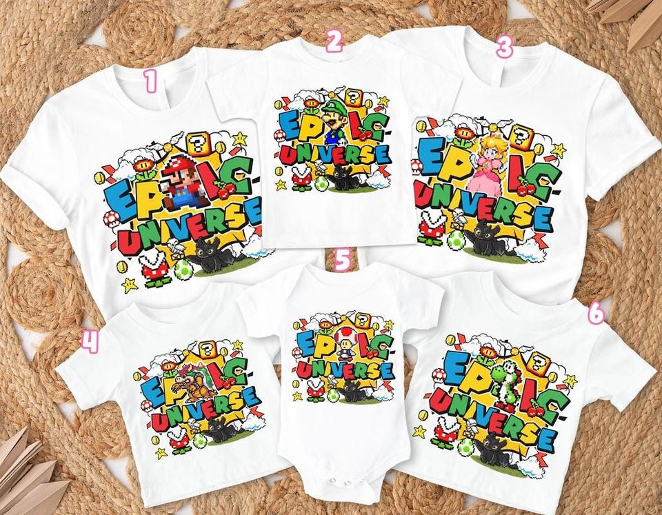 Epic Universe Vacation Shirt, Pixel Super Mario Theme Park Tee, Retro Gamer Family Trip Shirt, Super Mario Family Shirt