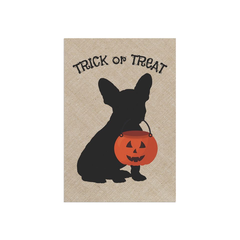 Frenchie, French Bulldog Fall, Halloween Lawn & Garden House Flag, Double-sided Banner