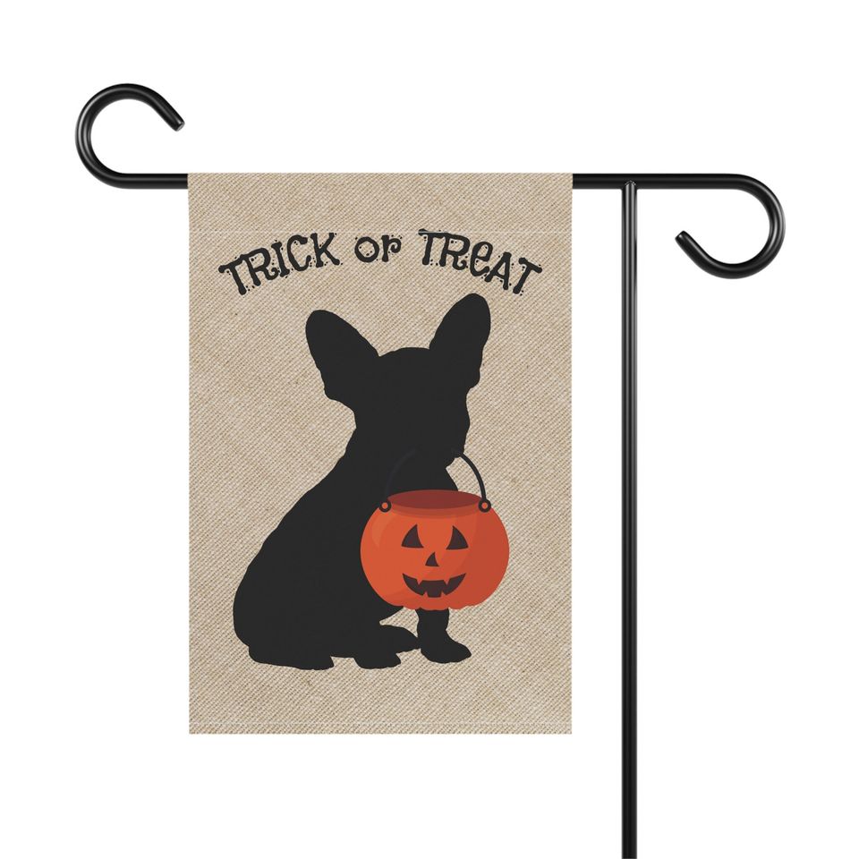 Frenchie, French Bulldog Fall, Halloween Lawn & Garden House Flag, Double-sided Banner