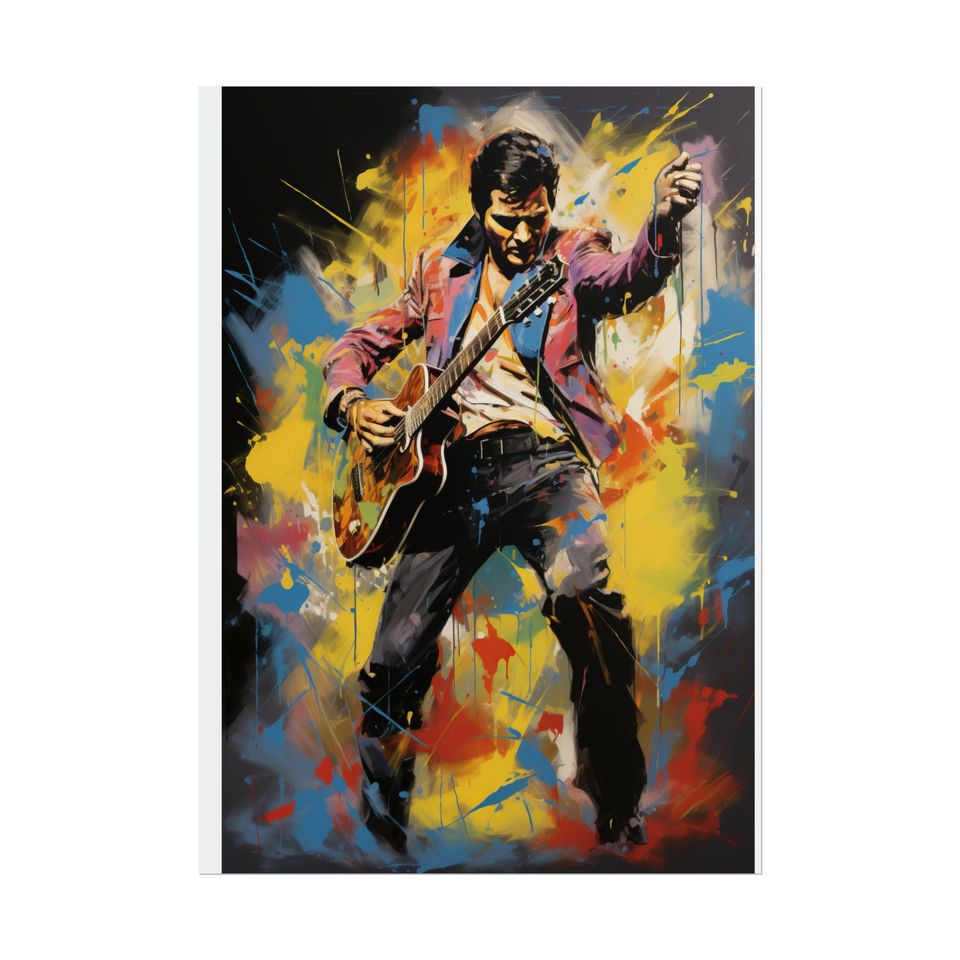 Colorful Elvis Inspiration, Wall Decor, Rock 'n' Roll, Unique Gift, Elvis Presley, Guitar Player