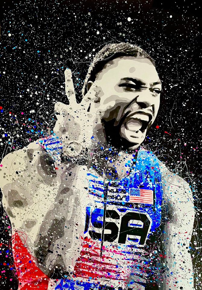 Noah Lyles Poster - Hand Painted Art Prints - Poster - Gift