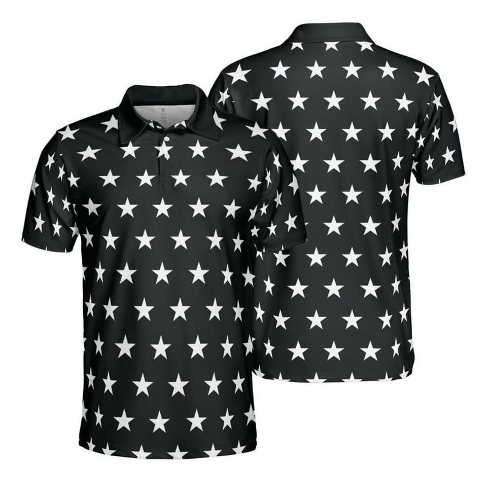 White Stars Black Polo Shirt
