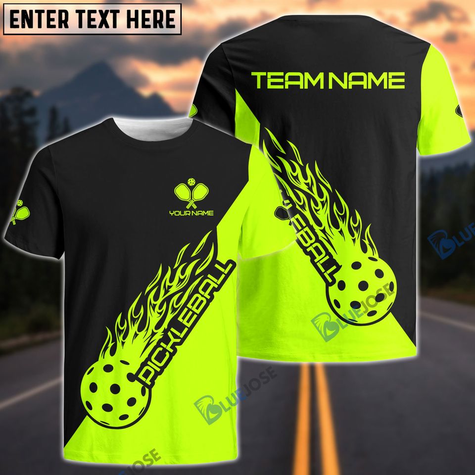 Pickleball Lime Green Personalized Name, Team Name Unisex Shirt