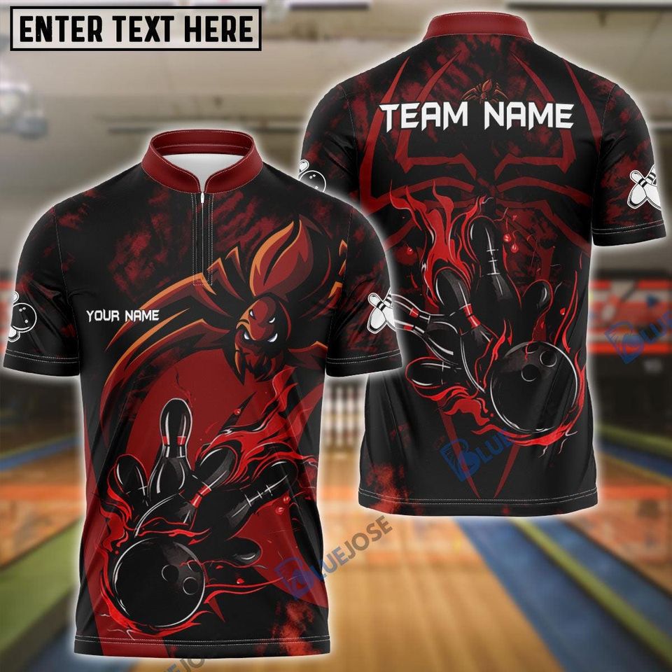 Spider Bowling Red Personalized Name, Team Name 3D Shirt