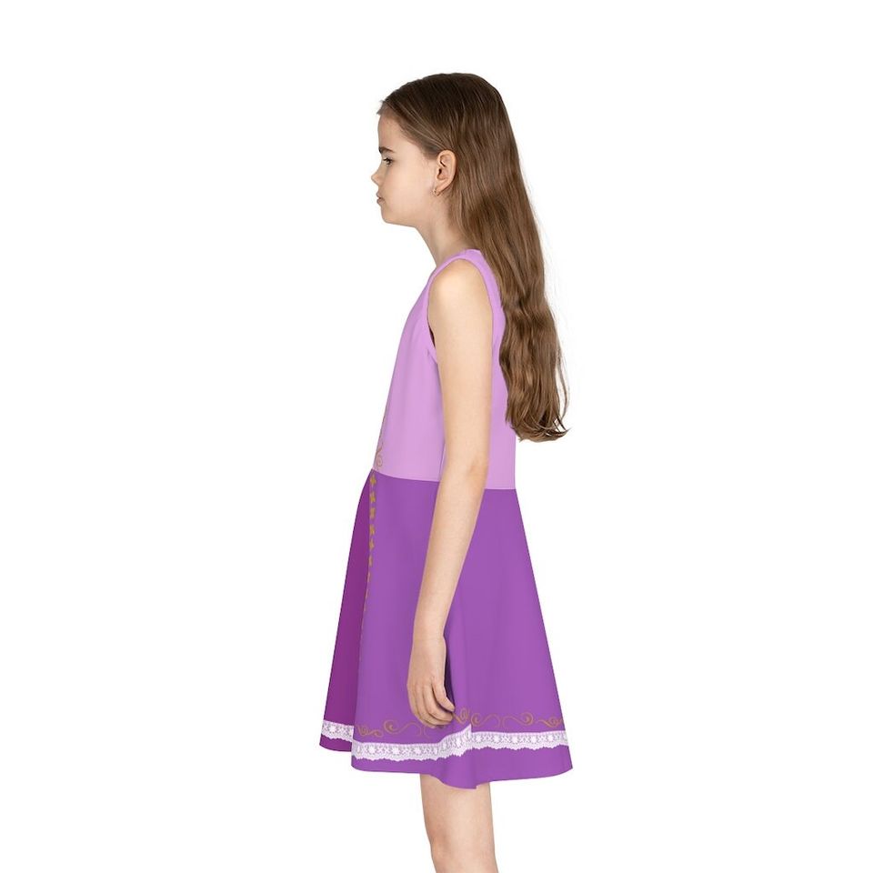 Rapunzel Inspired Girls' Sleeveless Sundress (AOP)