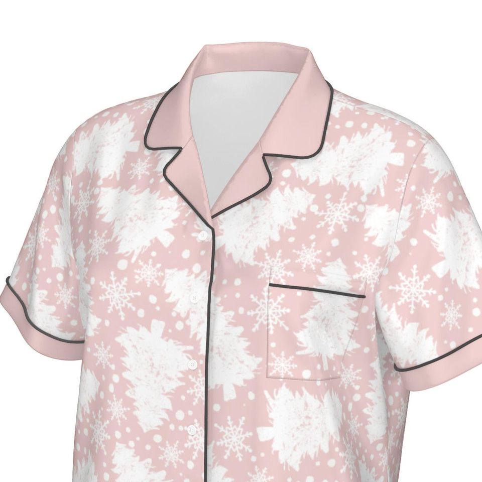 Pink Tree  Short Sleeve Pajama Set