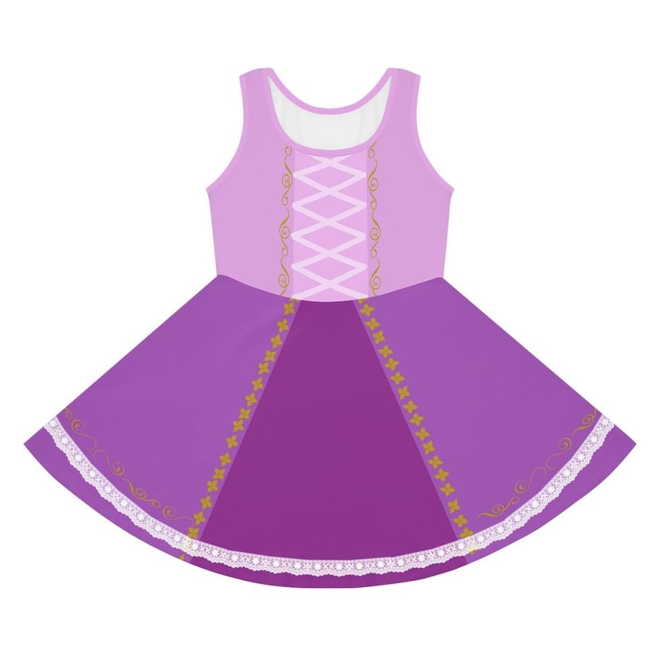 Rapunzel Inspired Girls' Sleeveless Sundress (AOP)