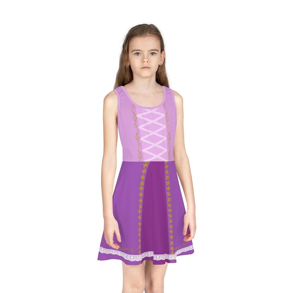 Rapunzel Inspired Girls' Sleeveless Sundress (AOP)