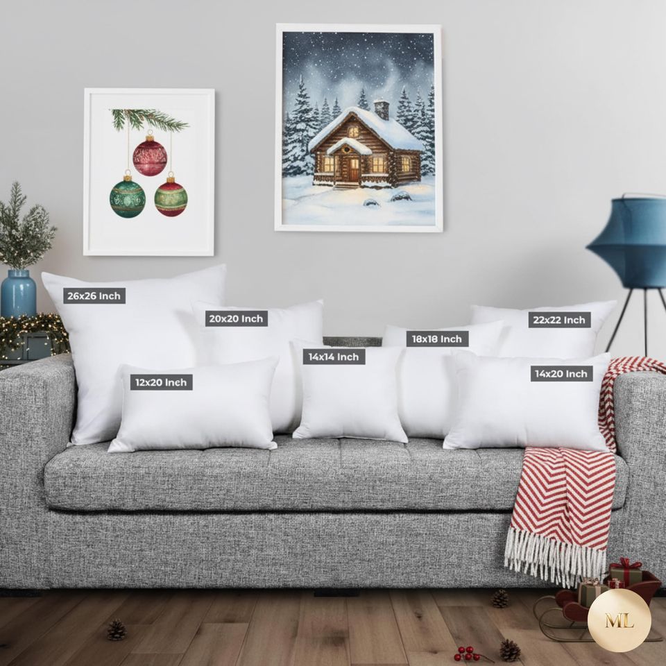 Victorian Christmas Pillow  Baroque Holly & Red Ribbon Cushion