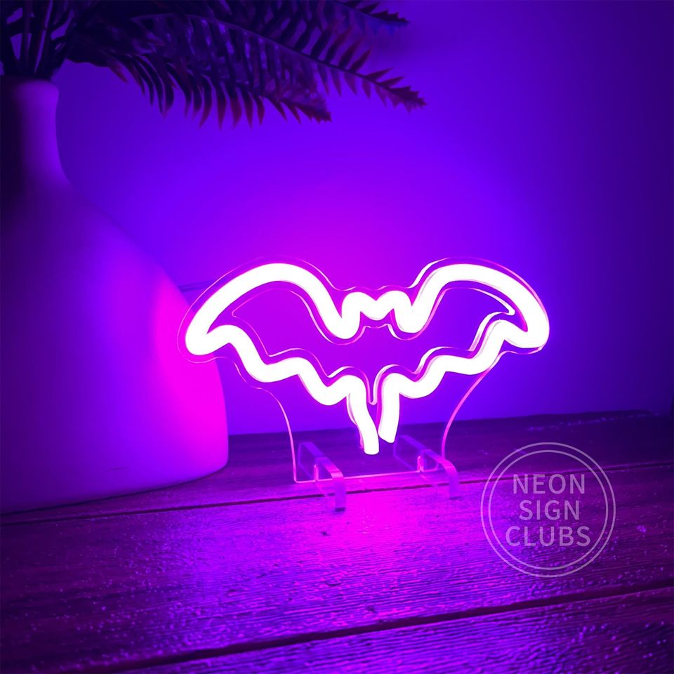 LED Bat Neon Sign: Halloween Home Decor, Kids Room Light