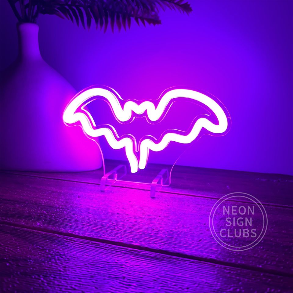 LED Bat Neon Sign: Halloween Home Decor, Kids Room Light