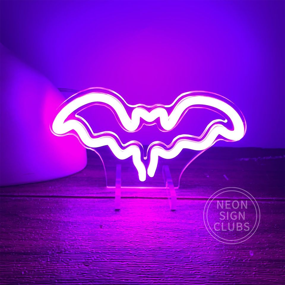LED Bat Neon Sign: Halloween Home Decor, Kids Room Light