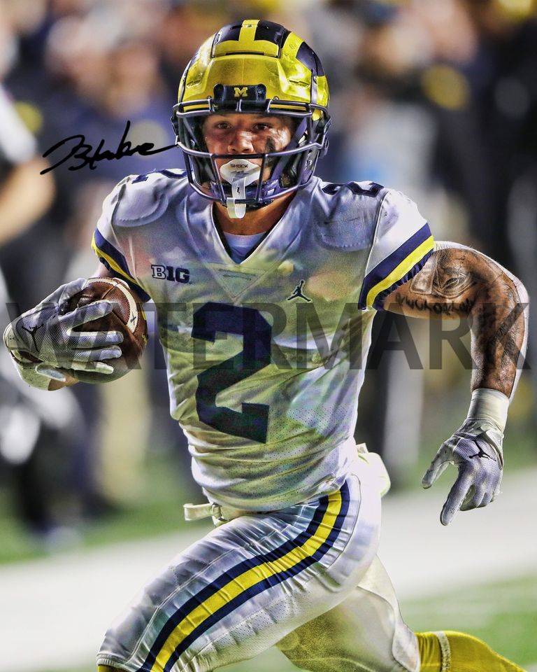 Blake Corum Michigan Wolverines Poster Art Autographed NCAA