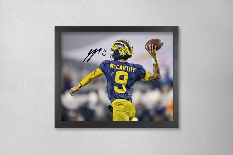 JJ McCarthy Michigan Wolverines Poster Art Autographed NCAA