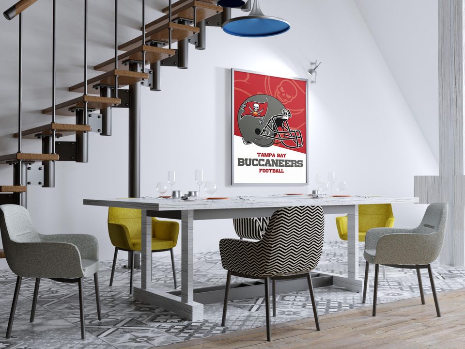 Tampa Bay Buccaneers football Helmet Poster - Vintage Wall Art for Football Fans, Buccaneers Memorabilia, Man Cave Decor, Sports Themed Room