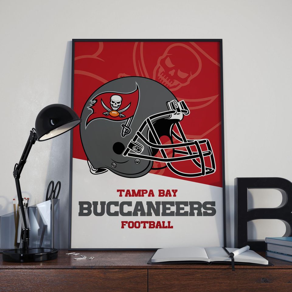 Tampa Bay Buccaneers football Helmet Poster - Vintage Wall Art for Football Fans, Buccaneers Memorabilia, Man Cave Decor, Sports Themed Room