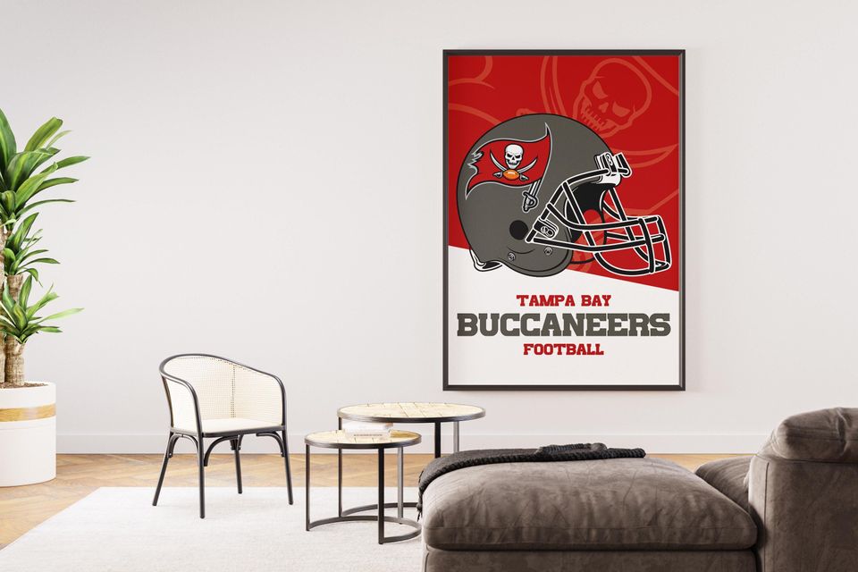 Tampa Bay Buccaneers football Helmet Poster - Vintage Wall Art for Football Fans, Buccaneers Memorabilia, Man Cave Decor, Sports Themed Room